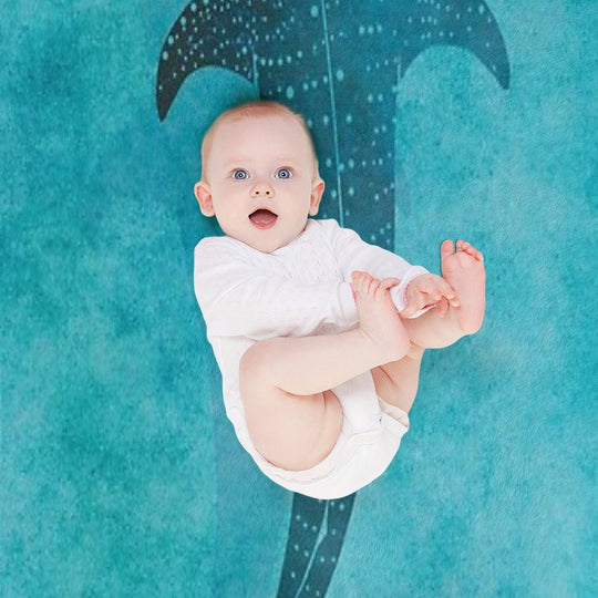 Whale Shark Blue Ocean Travel-friendly Throw Blanket