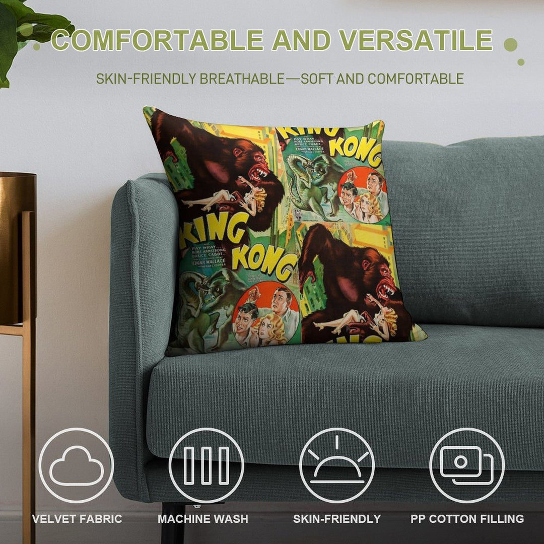 King Kong Vintage Film Soft High-Density Material Throw Pillow