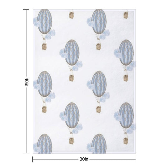 Blue Vintage Hot Air Balloon Shrink-resistant Throw Blanket