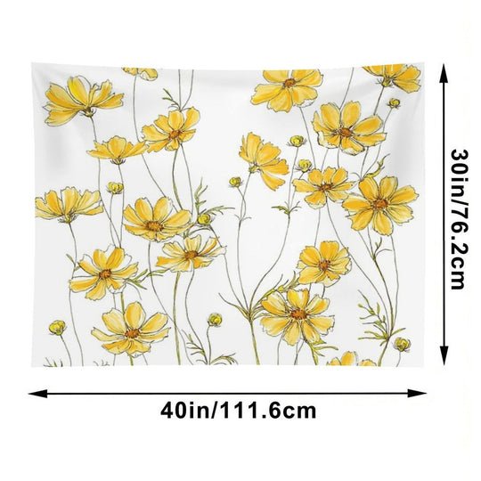 Yellow Cosmos Flowers Tapestry