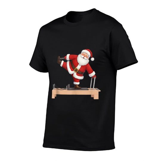Funny Santa Doing Reformer Pilates Christmas Xmas Pilates  Heathered Texture T-Shirt
