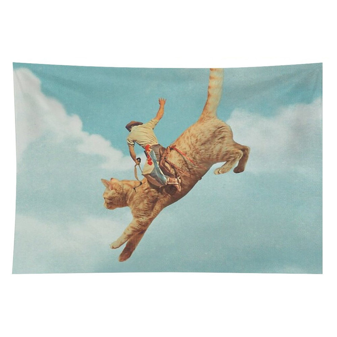 Meehaw - Rodeo Cat  Bronc Tapestry