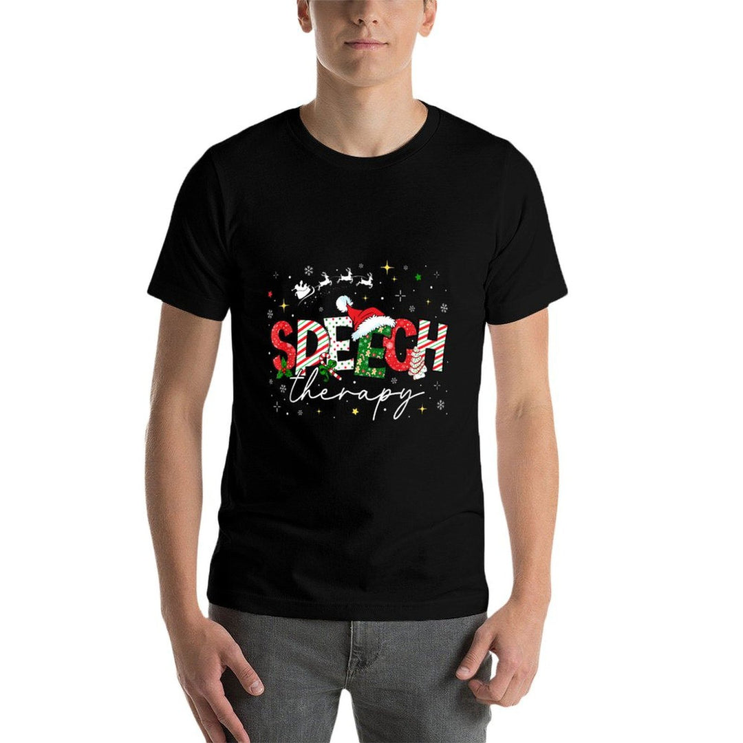 Speech Therapy Christmas Vintage Speech Language Pathologist  High-quality Stitching T-Shirt