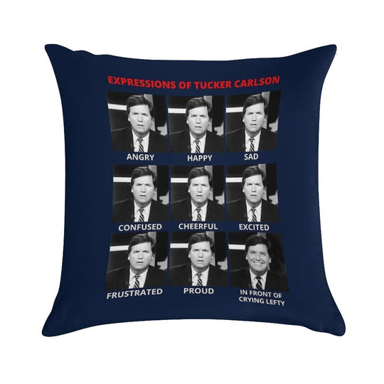 The Expressions of Tucker Carlson Soft Fade-Resistant Throw Pillow