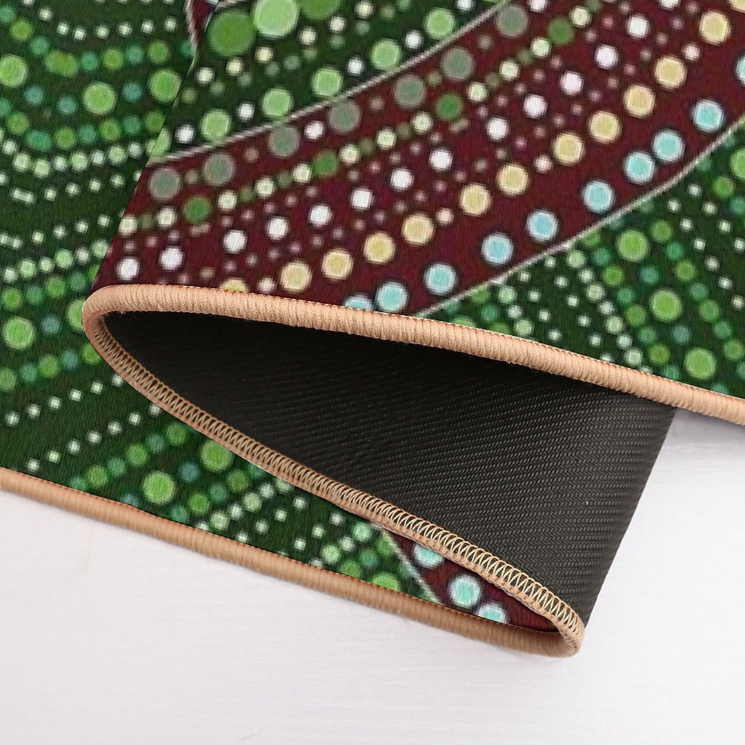 First Nations Green Aboriginal Australian Indigenous Native Folklore Art  Anti-Trip Bath Mat