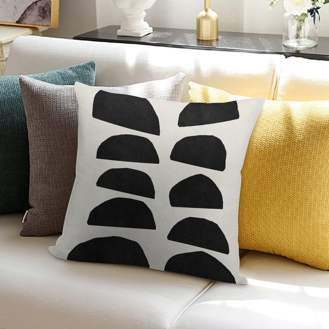 Abstract Black Shapes Art, Mid Century Modern Art Soft Anti-Pilling Throw Pillow