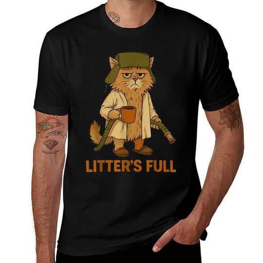 Litter’s Full Funny Cat Lovers Christmas Xmas Pjs Men Women Comfortable T-Shirt
