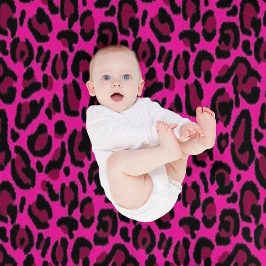 Hot Pink Y2K Aesthetic Leopard Print Plush Throw Blanket