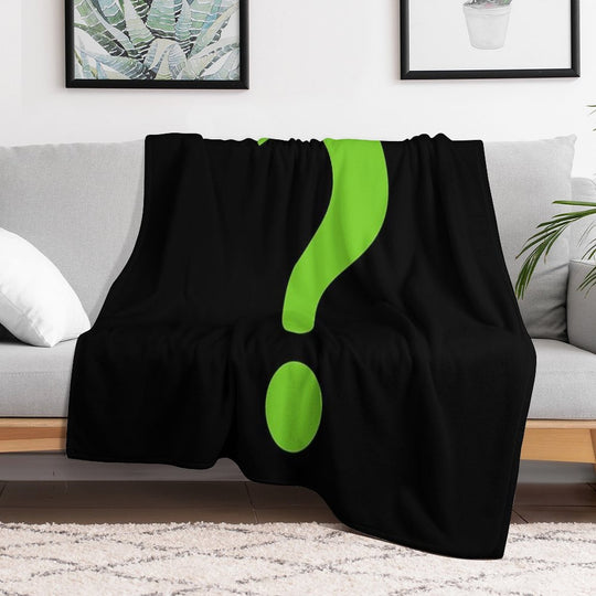 Enigma - Green Question Mark Velvety-soft Throw Blanket
