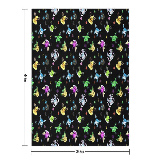 Shiny Eeveelution Type Pattern Velvety-soft Throw Blanket