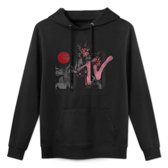 MTV Japanese Landscape Cherry Blossoms MTV Logo Unisex Design Hoodie