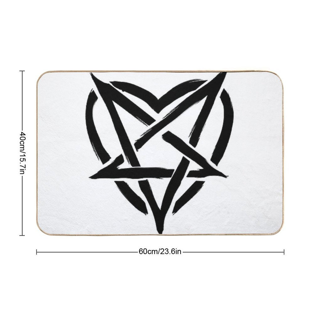 Black Gothic Heart  Pet-Safe Bath Mat