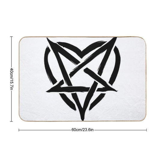 Black Gothic Heart  Pet-Safe Bath Mat