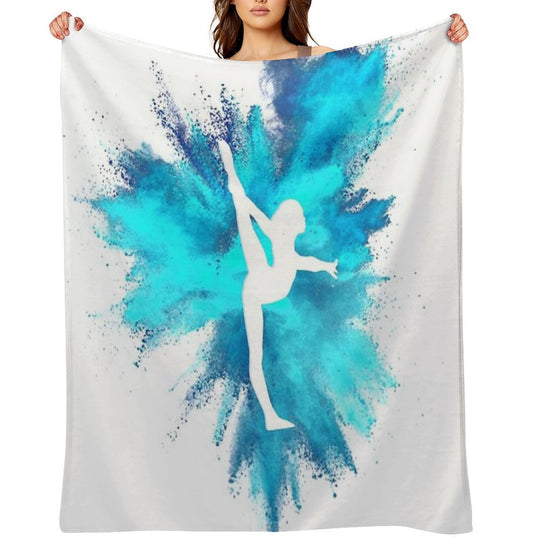 Gymnast Silhouette - Blue Explosion Wrinkle-free Throw Blanket