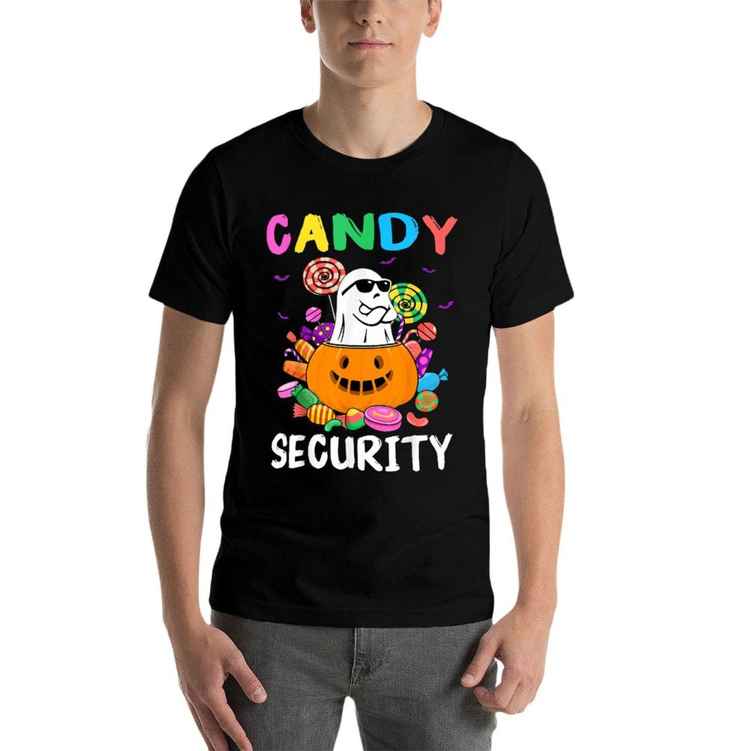 Candy Security Ghost Halloween Costume  Heathered Texture T-Shirt