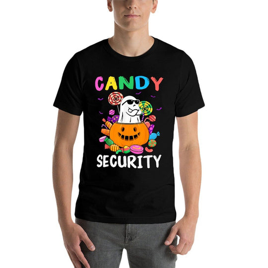 Candy Security Ghost Halloween Costume  Heathered Texture T-Shirt