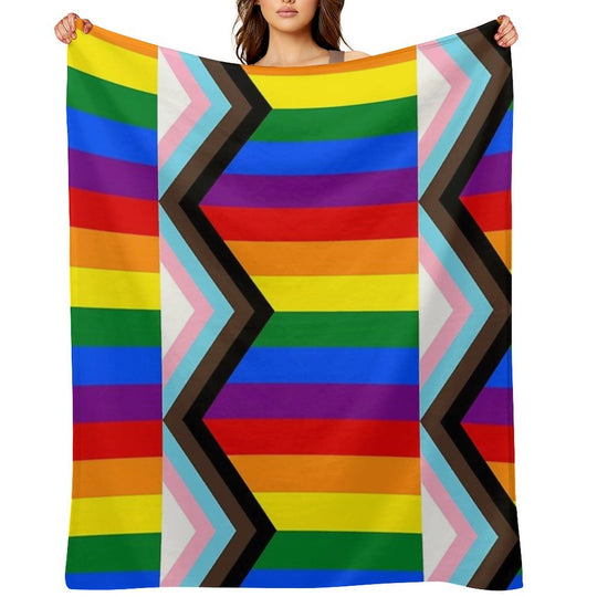 Progress Pride Flag Anti-pilling Throw Blanket