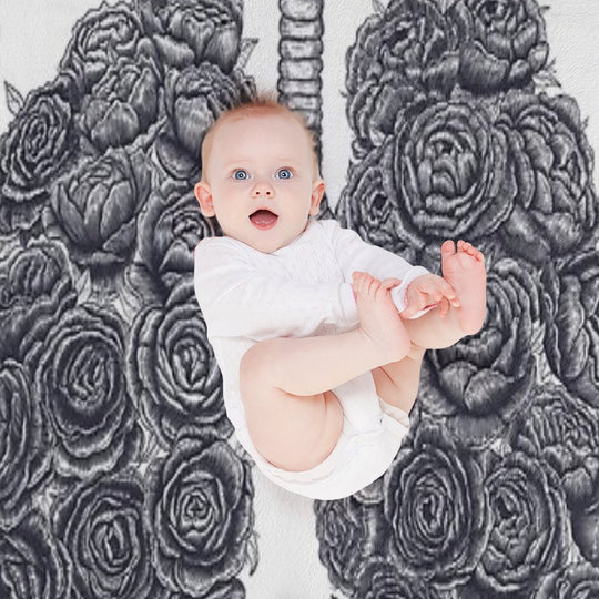Lungs with Peonies Plush Throw Blanket