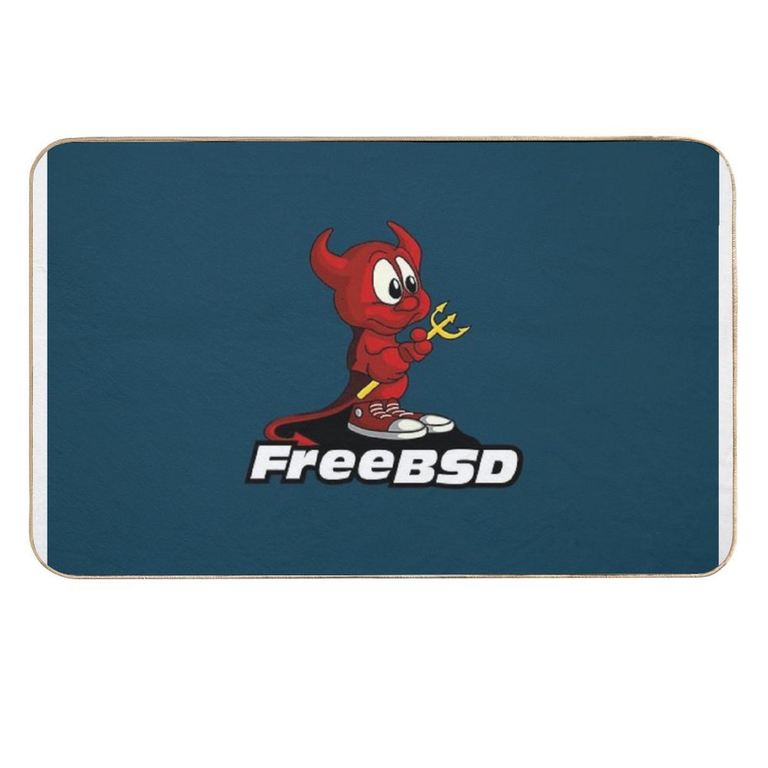 Beastie (FreeBSD) + Text  Easy To Clean Bath Mat