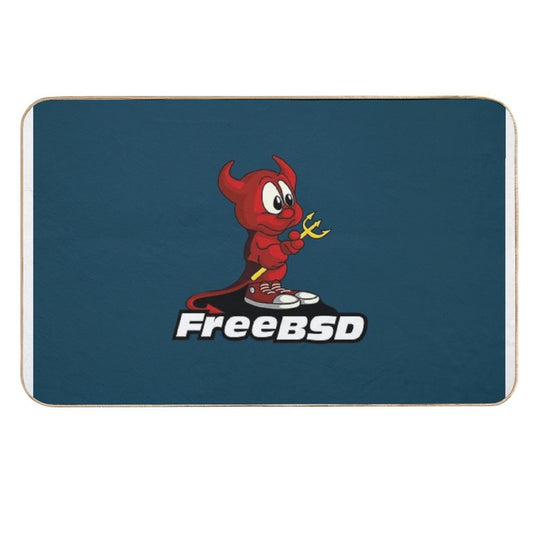 Beastie (FreeBSD) + Text  Easy To Clean Bath Mat