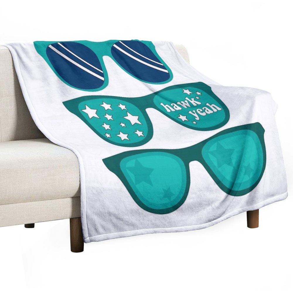 UNCW Hawk Yeah Triple Sunglasses Velvety-soft Throw Blanket