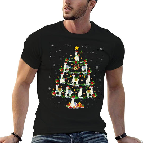 Holiday Xmas Lighting Santa Llama Christmas Tree  Durable T-Shirt