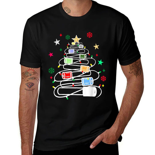 Chemistry Lab Scientist Phlebotomist Christmas Test Tubes Christmas Tree for Medical Professionals, Science Enthusiasts, Lab Tec  Oversized Silhouette T-Shirt