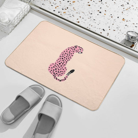 Peach Leopard  African Cheetah  Tropical Pop Art  Odorless Bath Mat