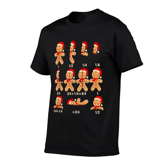 Christmas Math Teacher Equation Gingerbread With Santa Hat Men Women  Cotton T-Shirt