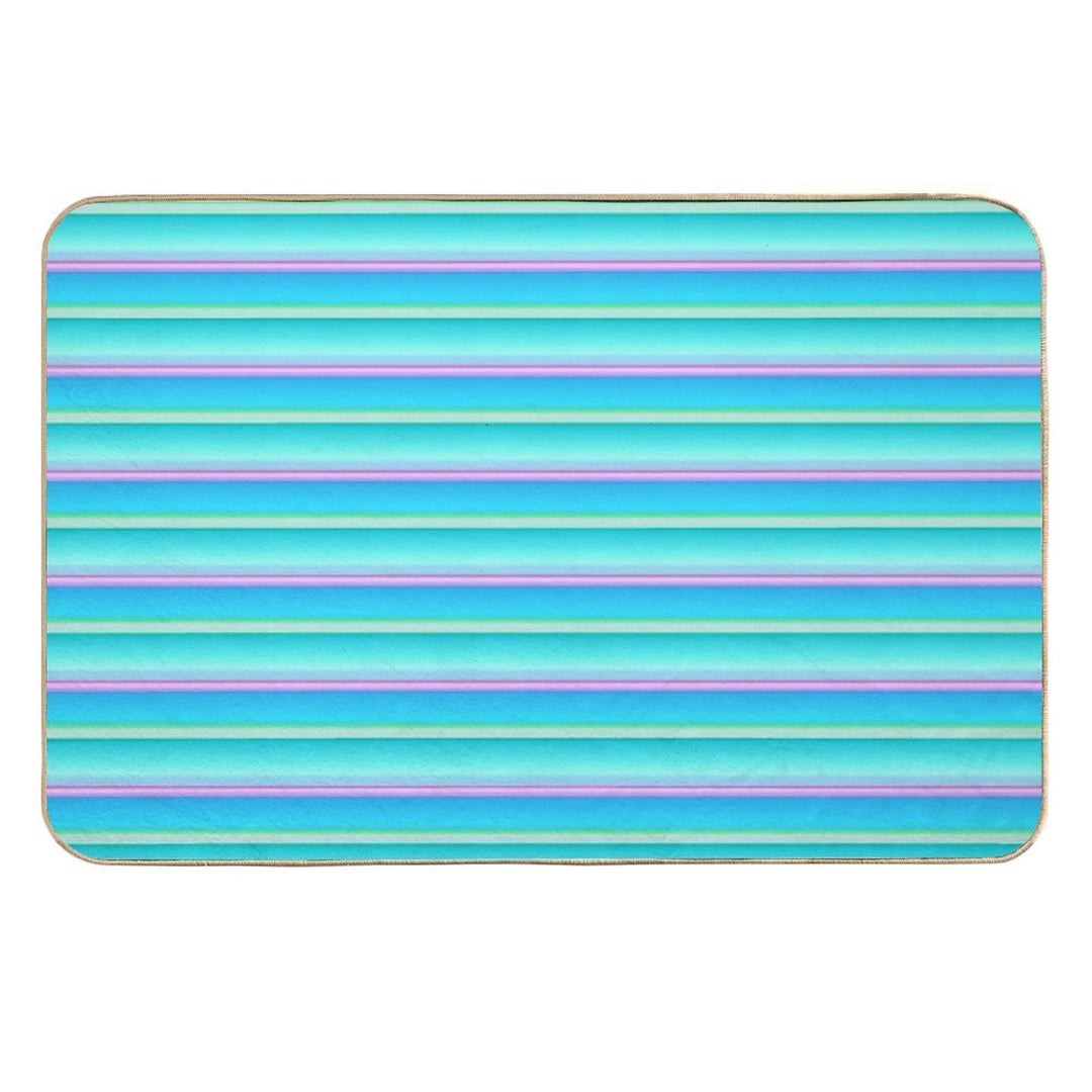 Blue Color Horizontal Striped  Ocean Color Horizontal Striped  Long-Lasting Bath Mat