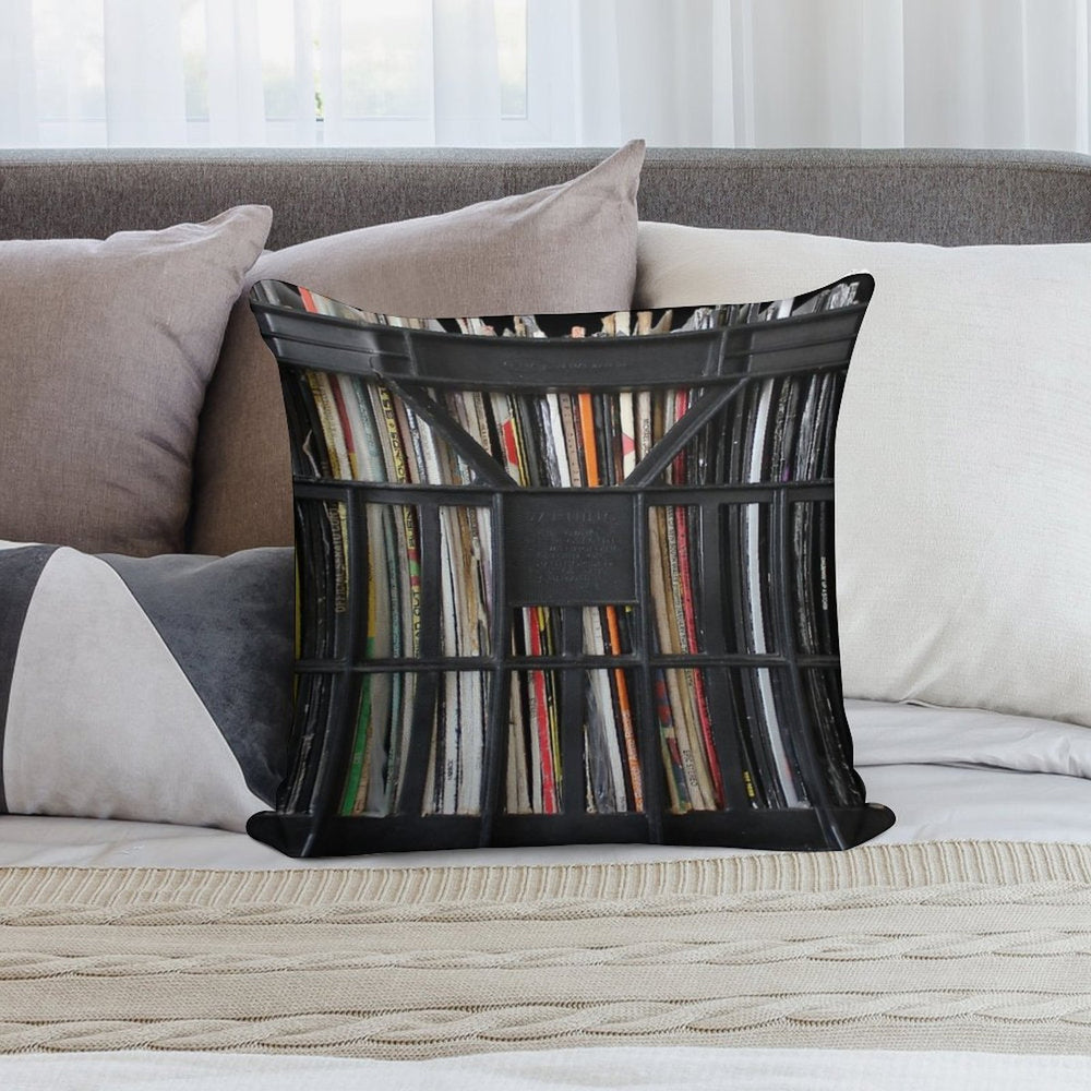 Vinyl Record Rock, Metal, Hip Hop, Rap, Reggae, Jazz Albums DJ Crate Collection 1 Soft Ultra-Soft Texture Throw Pillow