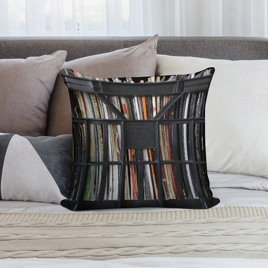 Vinyl Record Rock, Metal, Hip Hop, Rap, Reggae, Jazz Albums DJ Crate Collection 1 Soft Ultra-Soft Texture Throw Pillow