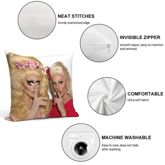 Shh - Trixie And Katya Soft High-Density Material Throw Pillow
