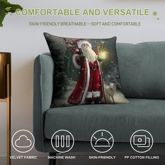 The Christmas Traveler Soft Reinforced Edging Throw Pillow