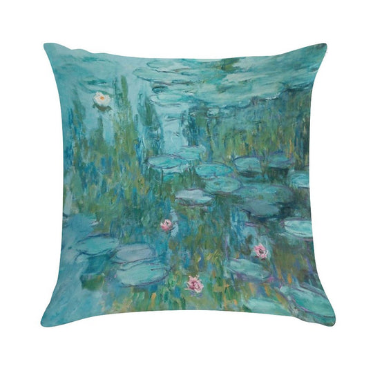Water Lilies by Monet, 1915 Soft Reinforced Edging Throw Pillow