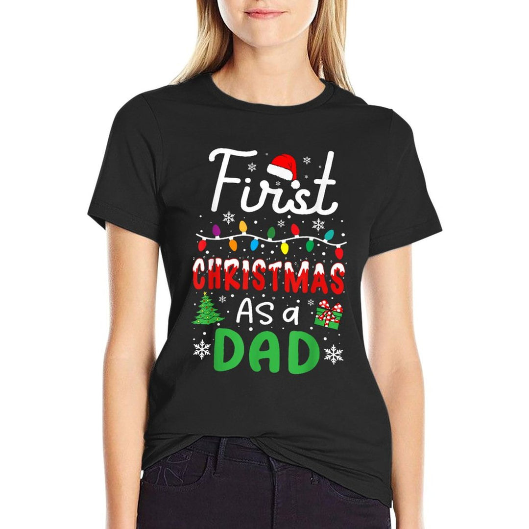 First Christmas As A Dad New Daddy 1st Christmas Dad Men  Cotton T-Shirt