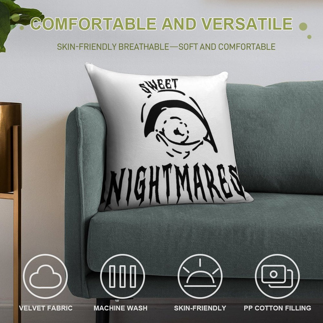 “Sweet Nightmares – Dark Gothic Art” Soft Durable Construction Throw Pillow