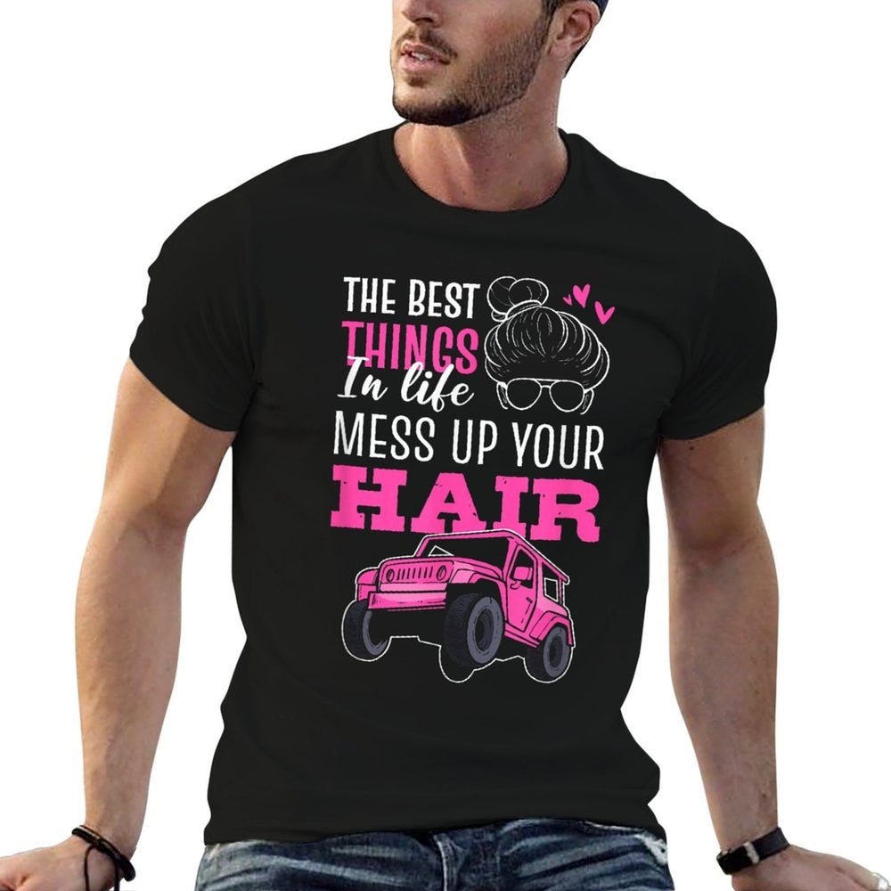 The Best Things In Life Mess Up Your Hair SXS UTV  Heathered Texture T-Shirt