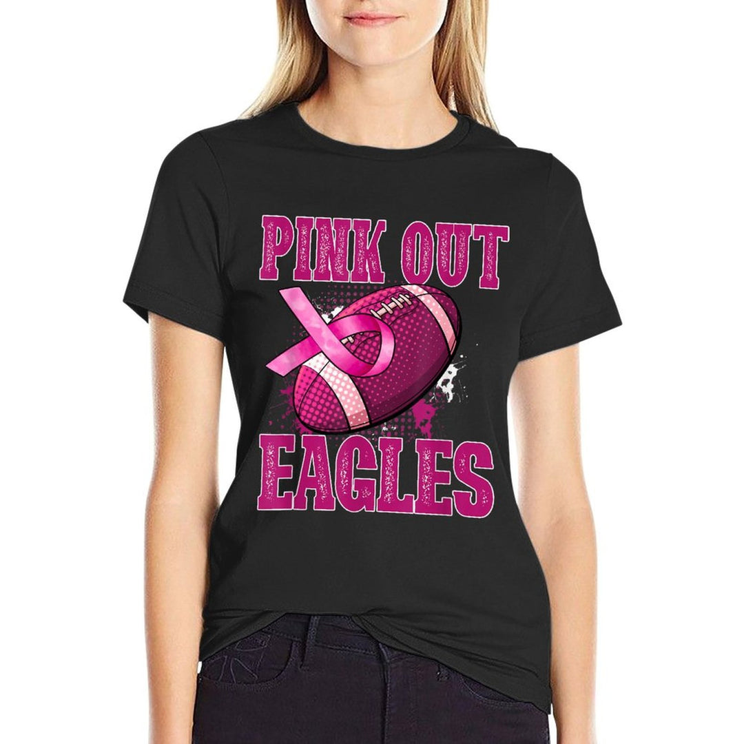 Eagles Pink Out Football Tackle Breast Cancer  Relaxed-fit T-Shirt