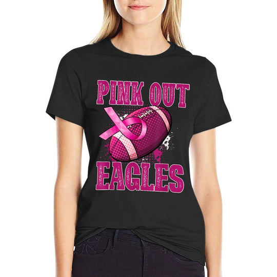 Eagles Pink Out Football Tackle Breast Cancer  Relaxed-fit T-Shirt