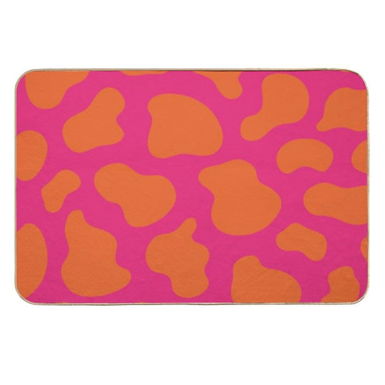 Cow Skin Texture Orange Pop And Hot Neon Pink Durable Bath Mat