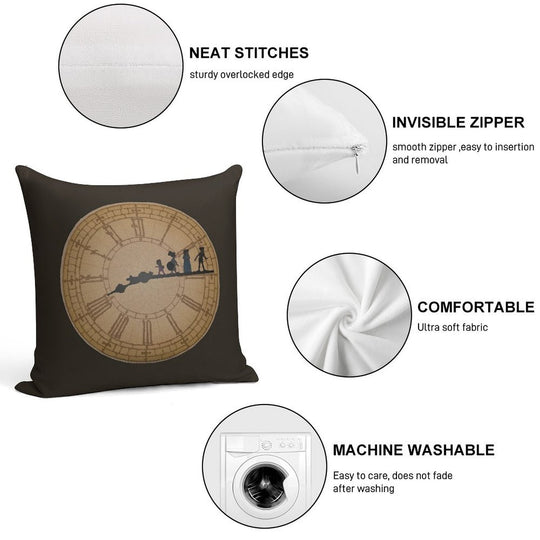 Stained Glass on The Clock Tower Soft Washable Throw Pillow