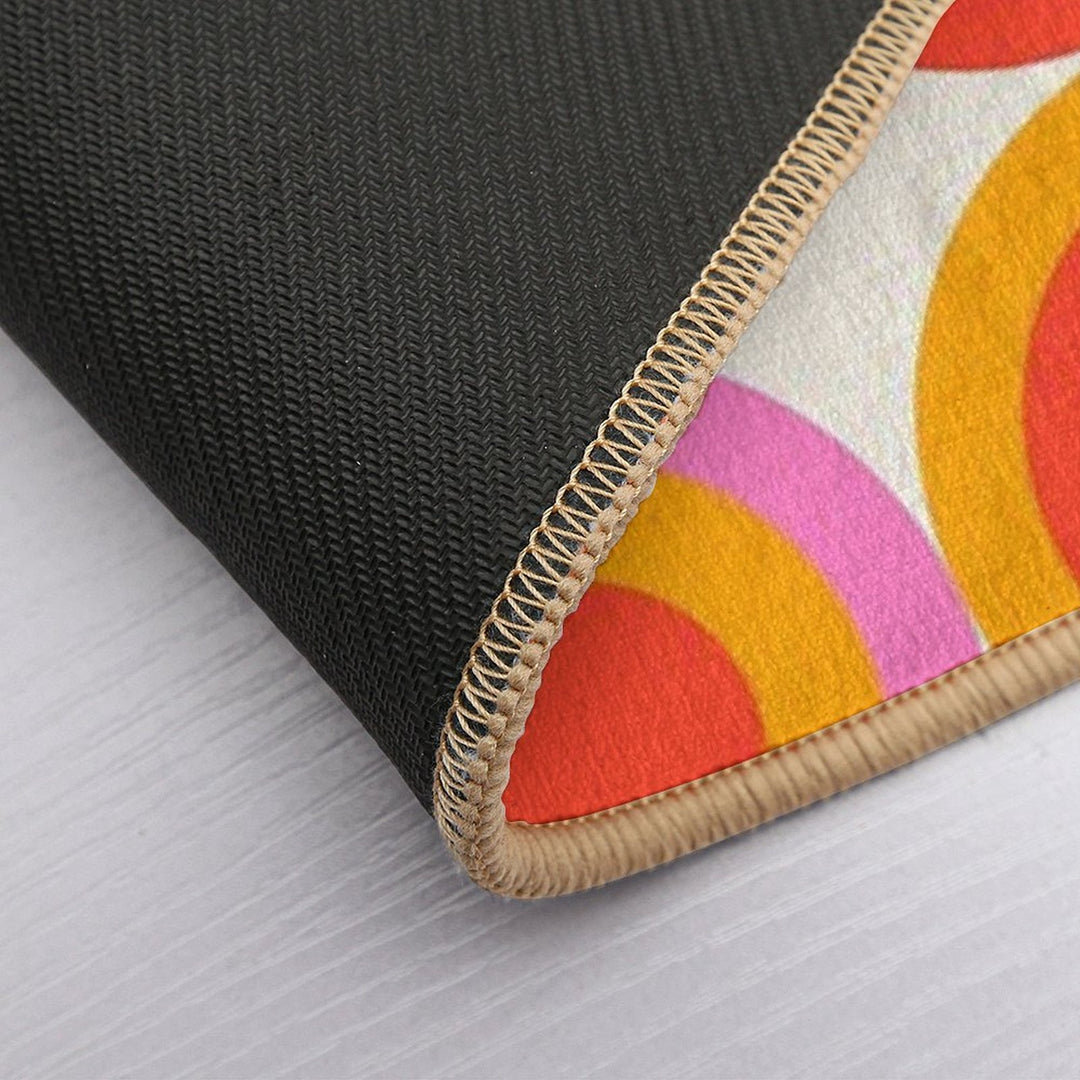 Bauhaus Circle Pattern Red Pink Orange  Easy Maintenance Bath Mat