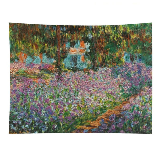 Irises In Monet's Garden At Giverny by Claude Monet Tapestry