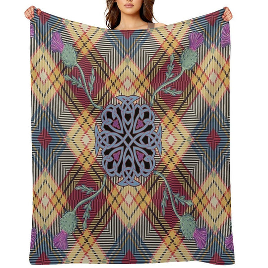 Scottish Thistle Tartan Easy Care Throw Blanket