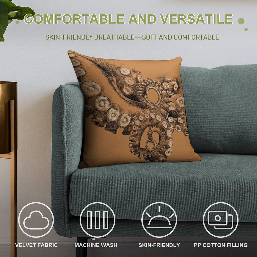Octopus Tentacle Two-Tone Drawing Soft Bedroom Essential Throw Pillow