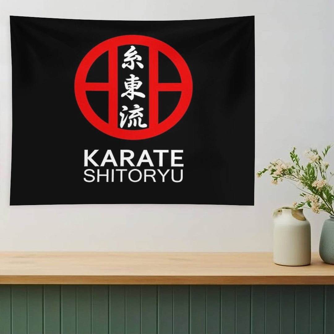 Karate Shitoryu Kanji And Symbol White Text Tapestry