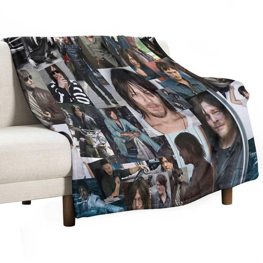 Norman Reedus Fan Made Assorted Random Photo Collage Multi-functional Throw Blanket
