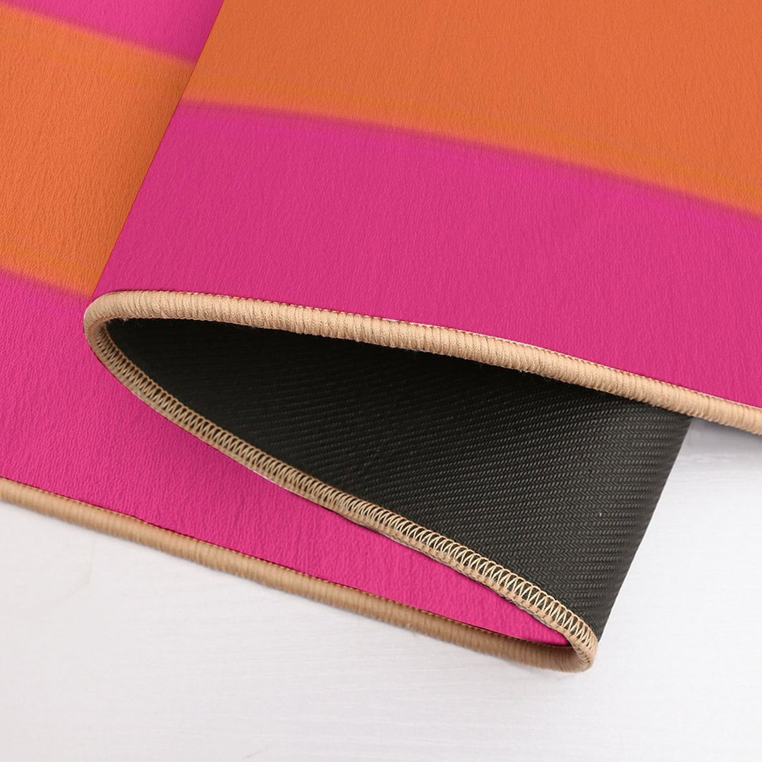 Orange Pop And Hot Neon Pink Horizontal Stripes  Long-Lasting Bath Mat