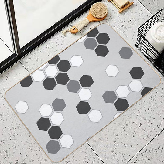 Hexagons in Gray  Odorless Bath Mat